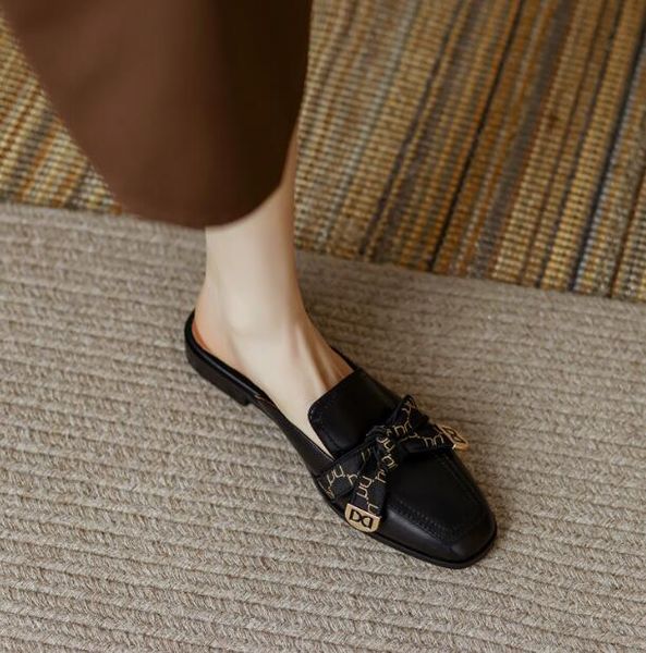 british style cover toe muller shoes women summer flip flops bow tie driving loafers female slides, Black
british style cover toe muller shoes women summer flip flops bow tie driving loafers female slides, Black