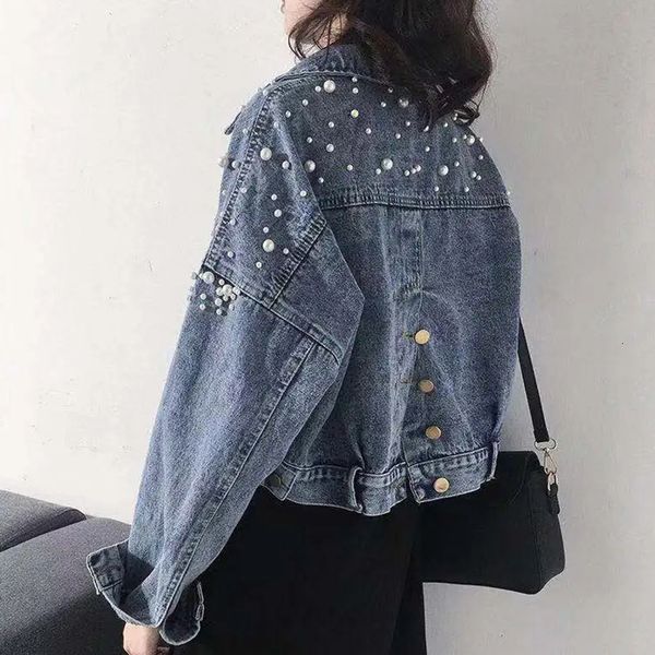 women's jackets rimocy pearls denim coats for women fashion buttons long sleeve crop woman blue loose streetwear jackets female 230426, Black;brown
women's jackets rimocy pearls denim coats for women fashion buttons long sleeve crop woman blue loose streetwear jackets female 230426, Black;brown