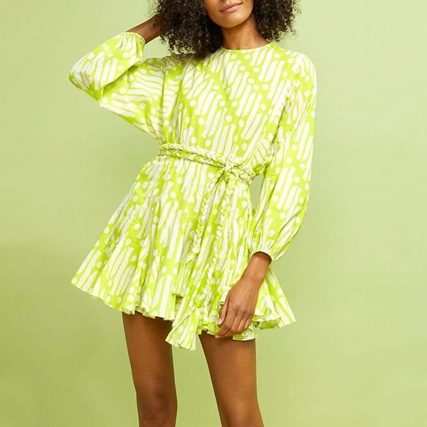 australian designer dress 2023 spring new fashion round neck lantern sleeves print hand woven belt ruffle edge dress, Black;gray
australian designer dress 2023 spring new fashion round neck lantern sleeves print hand woven belt ruffle edge dress, Black;gray