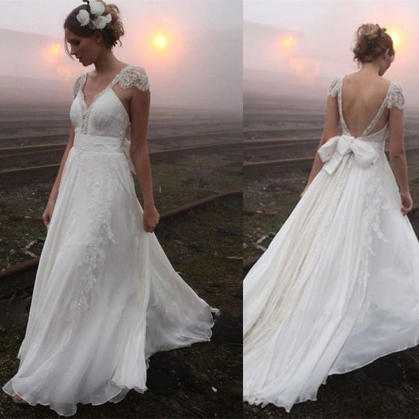 elegant ivory chiffon a line wedding dresses for women v neck cap sleeves lace beaded boho beach bridal gowns sweep train open back receptio, White
elegant ivory chiffon a line wedding dresses for women v neck cap sleeves lace beaded boho beach bridal gowns sweep train open back receptio, White