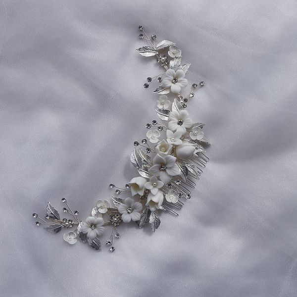 white porcelain flower wedding crown bridal hair comb accessories handmade women headpiece party prom jewelry, Silver
white porcelain flower wedding crown bridal hair comb accessories handmade women headpiece party prom jewelry, Silver