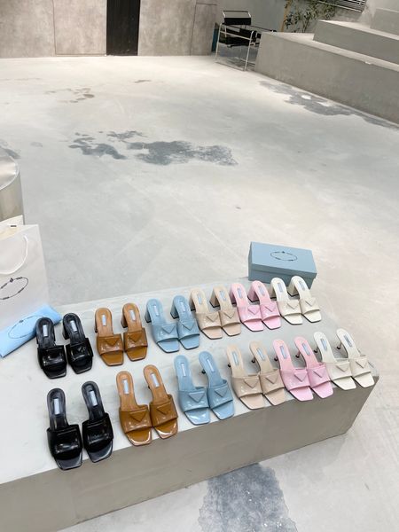 designers women slippers patent leather kitten high chunky heels inverted triangle logos flower sandals pure color flip flops letter flat sl, Black
designers women slippers patent leather kitten high chunky heels inverted triangle logos flower sandals pure color flip flops letter flat sl, Black