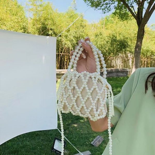 evening bag bucket tote pearl woven crossbody hand s for women coin wallet handbag ladies shoulder s 230426