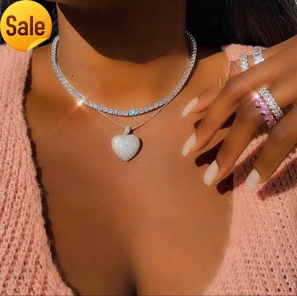 2021 iced out bling women jewelry micro pave 5a cz cubic zirconia big heart pendant tennis chain sparking necklace, Silver
2021 iced out bling women jewelry micro pave 5a cz cubic zirconia big heart pendant tennis chain sparking necklace, Silver