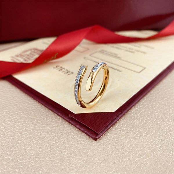 Popular Jewelry Love Rings Diamonds Embellished Women Nail Ring Luxury Designer Casual Couple Unisex Rose Gold Nail Ring Valentine's Day Gift No Box
Popular Jewelry Love Rings Diamonds Embellished Women Nail Ring Luxury Designer Casual Couple Unisex Rose Gold Nail Ring Valentine's Day Gift No Box