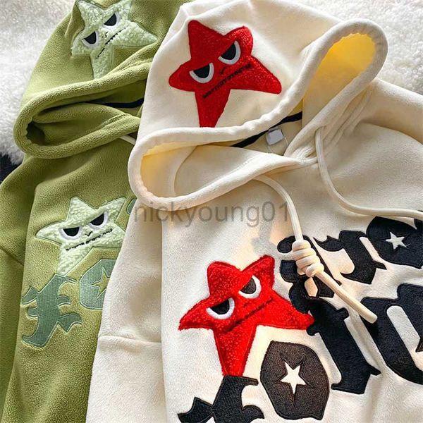 men's hoodies sweatshirts lamb wool sweatshirt women 2023 embroidery letter pullover y2k street five-pointed star niche trend loose men, Black
men's hoodies sweatshirts lamb wool sweatshirt women 2023 embroidery letter pullover y2k street five-pointed star niche trend loose men, Black