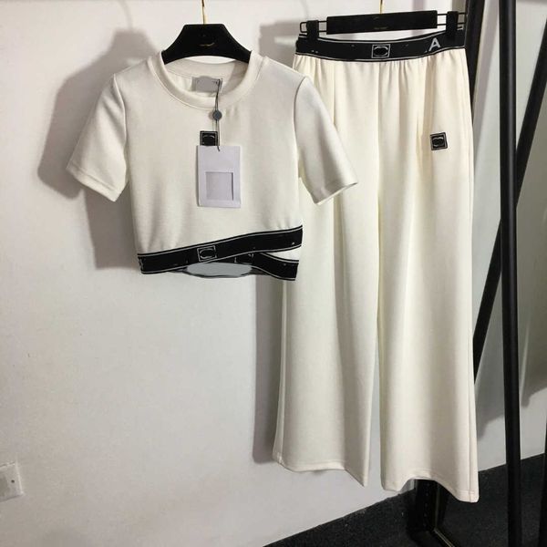 23ss womens designer clothing womens tracksuits alphabet webbing closed waist short sleeve t-shirt elastic waist wide leg trousers set women, White
23ss womens designer clothing womens tracksuits alphabet webbing closed waist short sleeve t-shirt elastic waist wide leg trousers set women, White