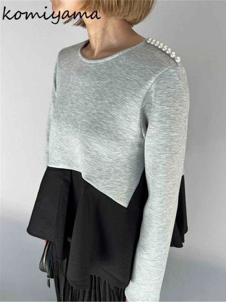 women's t-shirt komiyama o neck long sleeve exquisite pearl t-shirts fall hem patchwork hit color y2k clothes office lady simple women, White
women's t-shirt komiyama o neck long sleeve exquisite pearl t-shirts fall hem patchwork hit color y2k clothes office lady simple women, White