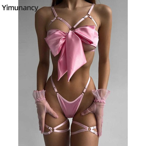 set yimunancy 3piece cut out bow lingerie set 4 colors satin cute erotic set solid brief underwear set nightwear j230425, Red;black
set yimunancy 3piece cut out bow lingerie set 4 colors satin cute erotic set solid brief underwear set nightwear j230425, Red;black