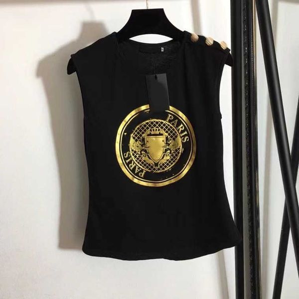 23ss tank camis womens designer clothing tanks round neck pure cotton stamping printed custom metal shoulder button sleeveless t-shirt vest, White
23ss tank camis womens designer clothing tanks round neck pure cotton stamping printed custom metal shoulder button sleeveless t-shirt vest, White