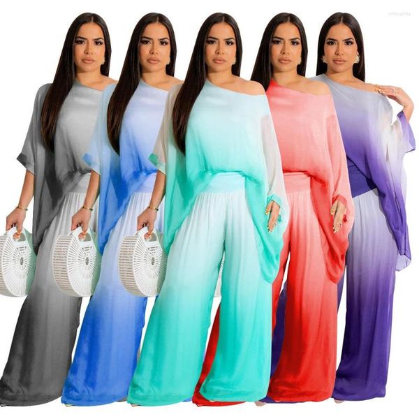 women's two piece pants summer 2023 half sleeve chiffon gradient color tie-dye shoulder bag casual loose and comfortable two-piece suit, White
women's two piece pants summer 2023 half sleeve chiffon gradient color tie-dye shoulder bag casual loose and comfortable two-piece suit, White