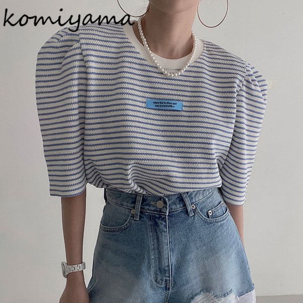 women's t-shirt komiyama summer puff short sleeve y2k clothes fresh hit color stripe women loose o neck t shirt fashion casual tees 23, White
women's t-shirt komiyama summer puff short sleeve y2k clothes fresh hit color stripe women loose o neck t shirt fashion casual tees 23, White