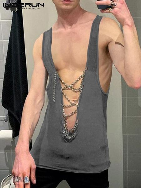 men' tank incerun fashion men tank solid lace up deep v neck sleeveless vests fitness streetwear casual men clothing s5xl 230425, White;black
men' tank incerun fashion men tank solid lace up deep v neck sleeveless vests fitness streetwear casual men clothing s5xl 230425, White;black