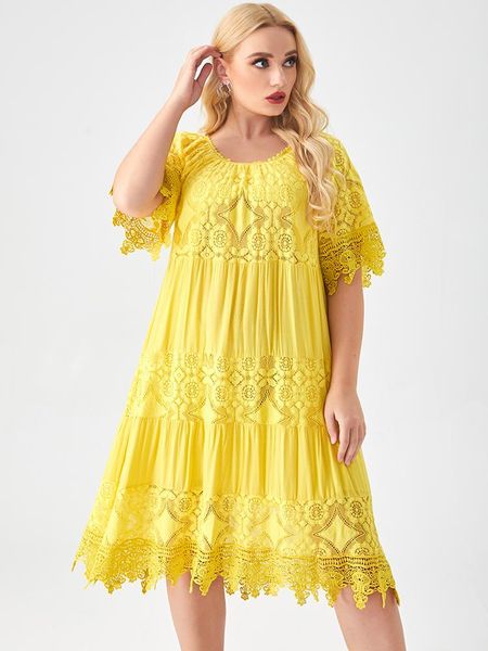 dresses 2022 summer womens clothing plus size yellow cutout lace dress fashion ladies vintage elegant dresses 4xl 5xl 6xl high quality, Black
dresses 2022 summer womens clothing plus size yellow cutout lace dress fashion ladies vintage elegant dresses 4xl 5xl 6xl high quality, Black