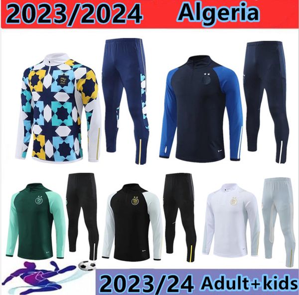 

2023/2024 algeria tracksuit mahrez soccer jerseys men kids 23/24 algerie bounedjah survetement maillot de foot feghoul sportswear football t, Black