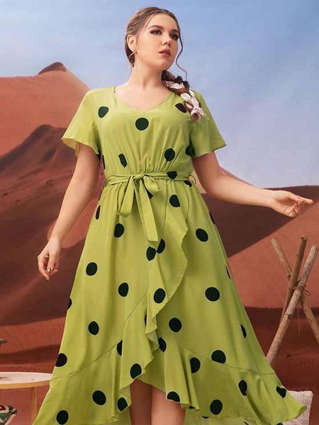 dresses 2022 women summer v neck short sleeve casual dress plus size female high waist polka dot print ruffles irregular long dresses, Black
dresses 2022 women summer v neck short sleeve casual dress plus size female high waist polka dot print ruffles irregular long dresses, Black
