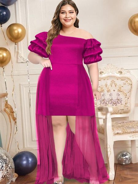 dresses plus size women mini party dresses one shoulder puff sleeves patchwork mesh pleat elegant lady female evening spring robes gowns, Black
dresses plus size women mini party dresses one shoulder puff sleeves patchwork mesh pleat elegant lady female evening spring robes gowns, Black
