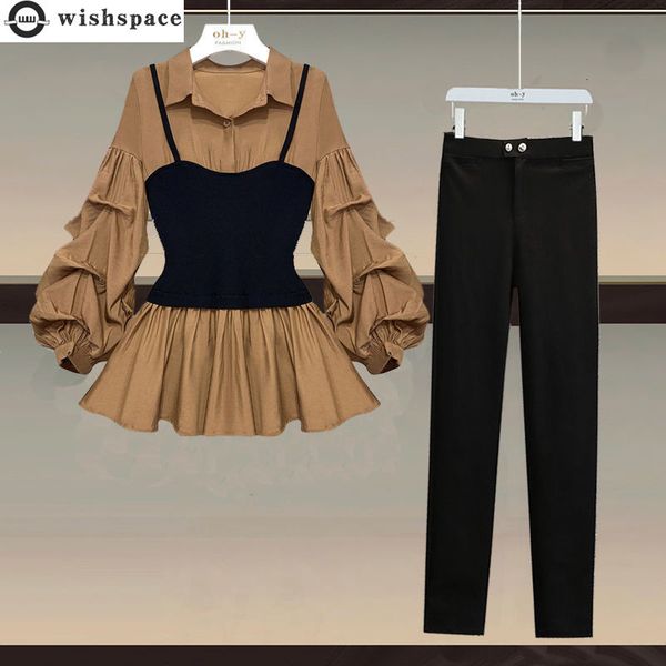 women's two piece pants summer elegant set fashion stitching chiffon shirt black trousers twopiece female leisure tracksuit 230426, White
women's two piece pants summer elegant set fashion stitching chiffon shirt black trousers twopiece female leisure tracksuit 230426, White