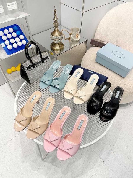 luxury designer women's slippers fashion medium heel leather inverted triangle logo buckle sandals summer stiletto dinner shoes high he, Black
luxury designer women's slippers fashion medium heel leather inverted triangle logo buckle sandals summer stiletto dinner shoes high he, Black