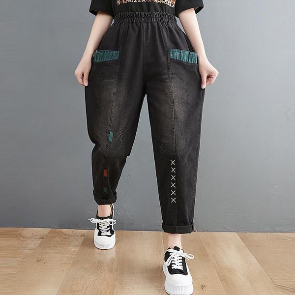 jeans new 2022 spring arts style women elastic waist cotton denim anklelength harem pants vintage embroidery loose jeans v938, Blue
jeans new 2022 spring arts style women elastic waist cotton denim anklelength harem pants vintage embroidery loose jeans v938, Blue