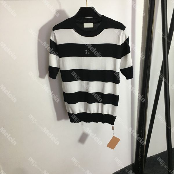 embroidered letter knits for lady striped patchwork women tees short sleeve knitted womens casual, White
embroidered letter knits for lady striped patchwork women tees short sleeve knitted womens casual, White