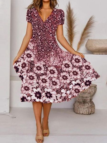 dresses 2022 women dresses summer vneck pollover elastic waist midcaf long ladies skirts casual printing elegant females dress, Black;gray
dresses 2022 women dresses summer vneck pollover elastic waist midcaf long ladies skirts casual printing elegant females dress, Black;gray