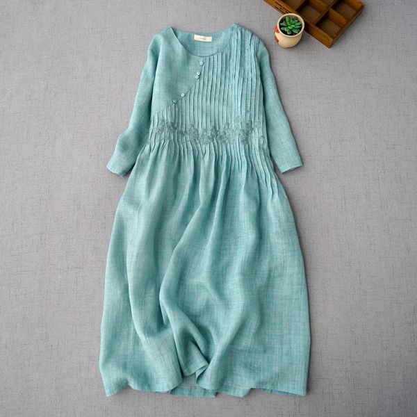 dresses summer women's elegant ramie embroidery dress sweet fairy seven sleeve diagonal dress 0203, Black;gray
dresses summer women's elegant ramie embroidery dress sweet fairy seven sleeve diagonal dress 0203, Black;gray