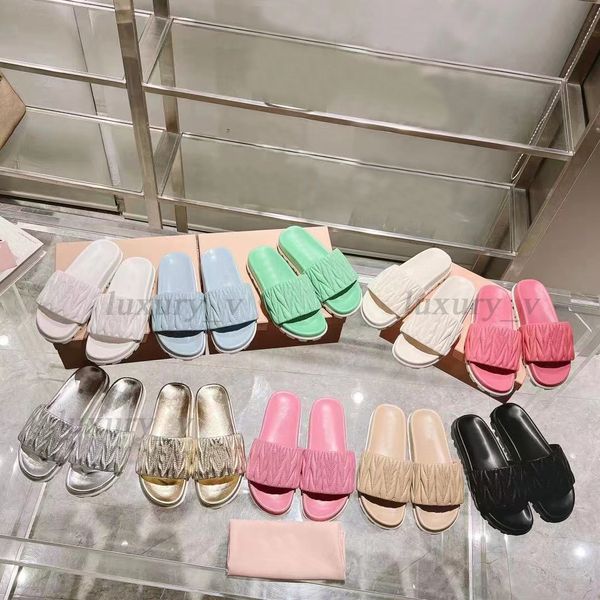 designer wrinkle slippers candy color women sandals classic summer beach flip flops fashion leisure mules lady leather slipper size 35-40, Black
designer wrinkle slippers candy color women sandals classic summer beach flip flops fashion leisure mules lady leather slipper size 35-40, Black