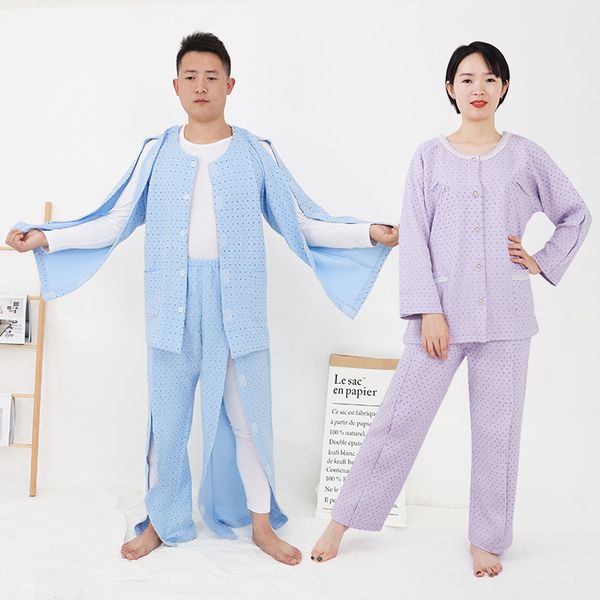 new spring autumn air layer thin cotton paste nursing clothes easy to wear off for examination gown bedridden elderly pajamas
new spring autumn air layer thin cotton paste nursing clothes easy to wear off for examination gown bedridden elderly pajamas