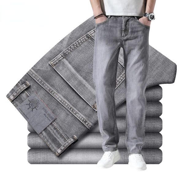 designer cotton stretch jeans business casual mens thin denim jeans grey spring summer brand fit straight lightweight, Blue
designer cotton stretch jeans business casual mens thin denim jeans grey spring summer brand fit straight lightweight, Blue