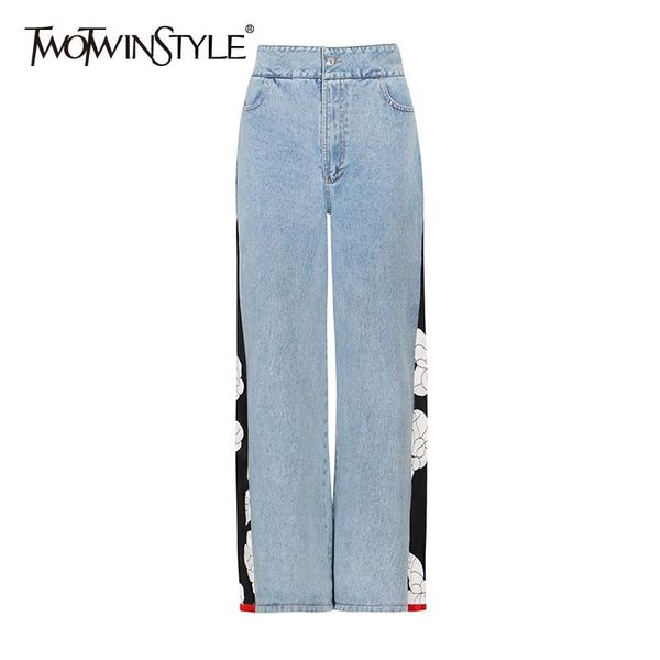 jeans twotwinstyle loose print hit color wide leg jeans for women high waist straight casual denim pants female fashion new clothing, Blue
jeans twotwinstyle loose print hit color wide leg jeans for women high waist straight casual denim pants female fashion new clothing, Blue