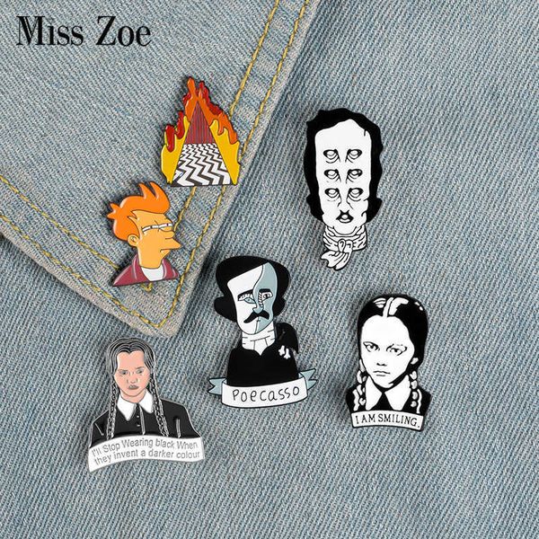 pins brooches movie role enamel pin brooch writer edgar allan poe wednesday fry badges clothes lapel pin cap bag creative fun jewelry w0426, Gray
pins brooches movie role enamel pin brooch writer edgar allan poe wednesday fry badges clothes lapel pin cap bag creative fun jewelry w0426, Gray