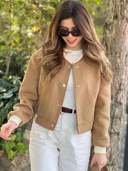 women's jackets traf women bomber jacket with pockets chic ladies outerwears o-neck vintage long sleeve female fashion casual jackets c, Black;brown
women's jackets traf women bomber jacket with pockets chic ladies outerwears o-neck vintage long sleeve female fashion casual jackets c, Black;brown