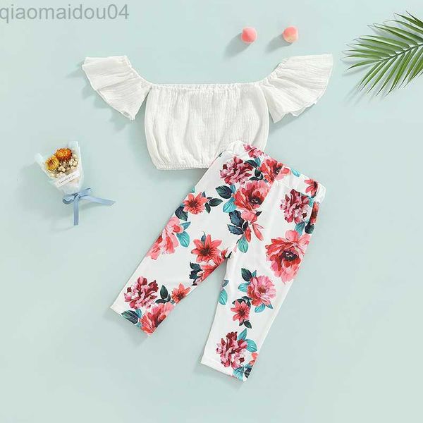 clothing sets baby kids girls clothing set white off-shoulder solid with elastic waist flower print pants summer children outfit aa230426
clothing sets baby kids girls clothing set white off-shoulder solid with elastic waist flower print pants summer children outfit aa230426