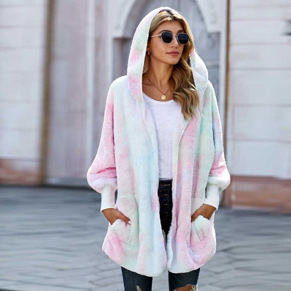contrast color winter coats for women thickened plush coat hooded loose cardigan wool, Black
contrast color winter coats for women thickened plush coat hooded loose cardigan wool, Black