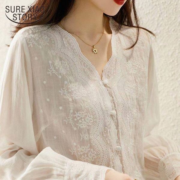 women's blouses shirts french embroidery flower lace shirt v neck sweet long sleeve linen blouse women autumn loose elegant sunscreen 1, White
women's blouses shirts french embroidery flower lace shirt v neck sweet long sleeve linen blouse women autumn loose elegant sunscreen 1, White