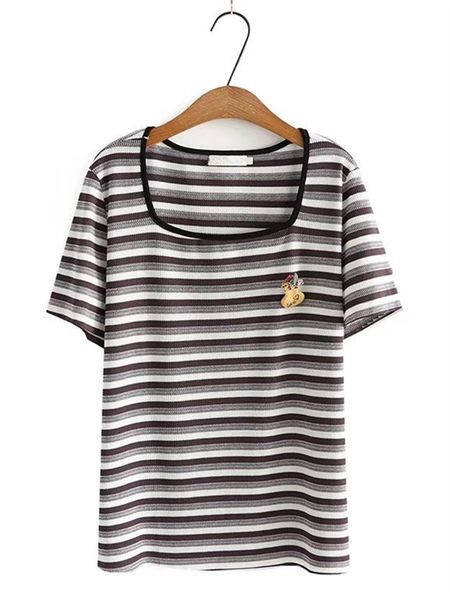 t-shirt plus size women's clothing short sleeve tshirt summer square collar stripe knitted blend tshirt large size thin fashion, Black
t-shirt plus size women's clothing short sleeve tshirt summer square collar stripe knitted blend tshirt large size thin fashion, Black