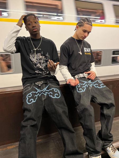 men's jeans y2k jeans hip hop print baggy denim black pants men's women's harajuku fashion punk rock wide leg trousers street, Blue
men's jeans y2k jeans hip hop print baggy denim black pants men's women's harajuku fashion punk rock wide leg trousers street, Blue