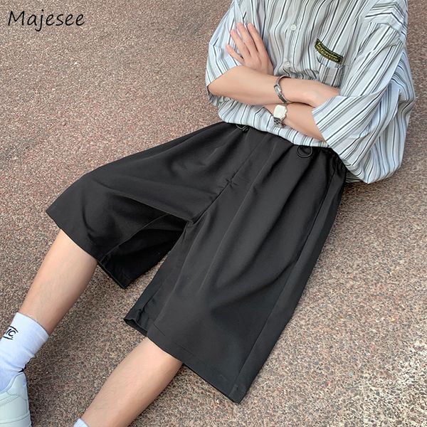 men's shorts men solid casual shorts loose wide leg knee length summer breathable fashion simple trousers korean style cozy satin thin, White;black