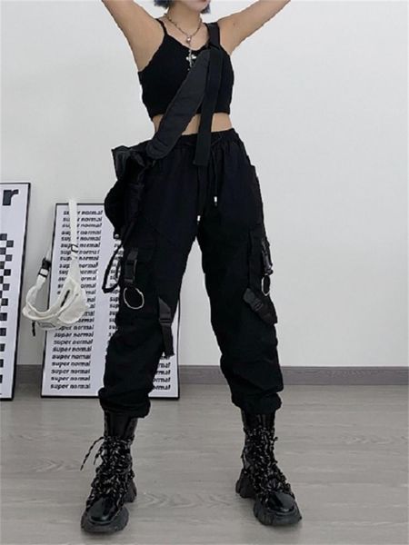 capris qweek gothic punk black cargo pants women pockets hippie streetwear joggers harajuku techwear oversize trousers for female, Black;white
capris qweek gothic punk black cargo pants women pockets hippie streetwear joggers harajuku techwear oversize trousers for female, Black;white