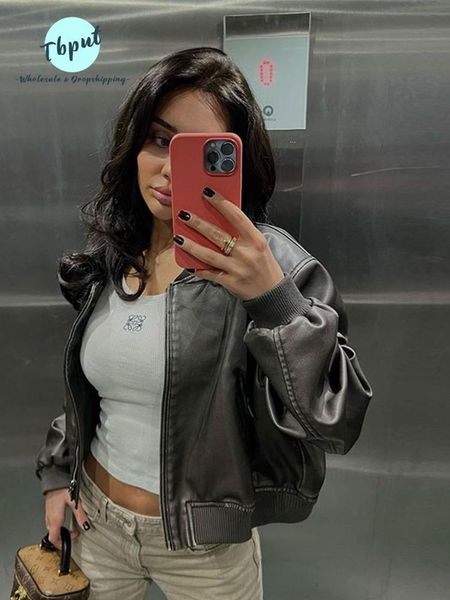 fur vintage pu leather cropped jacket for woman fashion solid zipper long sleeve faux leathers jackets coat street short outwear, Black
fur vintage pu leather cropped jacket for woman fashion solid zipper long sleeve faux leathers jackets coat street short outwear, Black