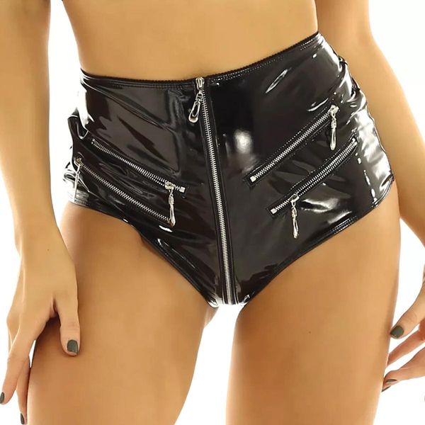 shorts women opening crotch latex short, White;black