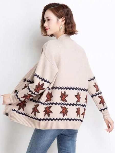sweaters maple leaf emroidery knitted cardigans for women autumn winter long sleeve vneck single breated sweaters casual loose, White;black
sweaters maple leaf emroidery knitted cardigans for women autumn winter long sleeve vneck single breated sweaters casual loose, White;black