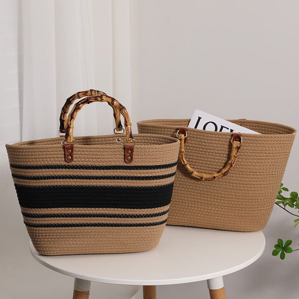 shopping bags bamboo handle women handbags cotton thread woven tote summer stripe beach bags for women bohemian straw bag boho clutch 230426
shopping bags bamboo handle women handbags cotton thread woven tote summer stripe beach bags for women bohemian straw bag boho clutch 230426