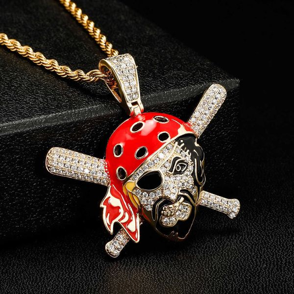 colorful skull head pirate cross zircon pendant necklace men's punk fashion brand personality necklaces yellow gold full diamond hip ho, Silver
colorful skull head pirate cross zircon pendant necklace men's punk fashion brand personality necklaces yellow gold full diamond hip ho, Silver