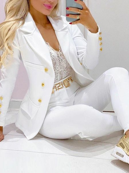 women's suits blazers white blazer suit for women two pieces set formal long sleeve jacket and trousers office ladies business suits of, White;black
women's suits blazers white blazer suit for women two pieces set formal long sleeve jacket and trousers office ladies business suits of, White;black