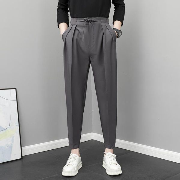 men's pants fashion men casual pants elastic waist small feet slim korean style pleated tapered male blazer pants trousers streetwear 2, Black
men's pants fashion men casual pants elastic waist small feet slim korean style pleated tapered male blazer pants trousers streetwear 2, Black