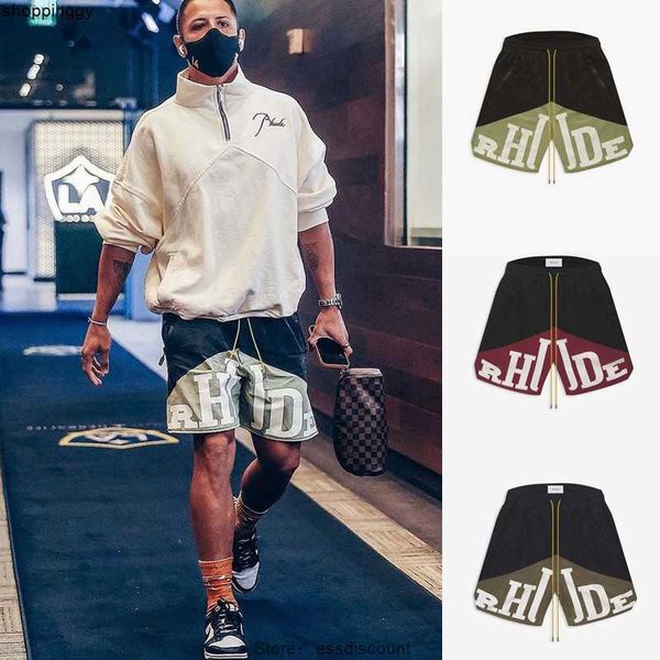 shorts rhude large print with two-color drawstring trend casual street zipper breathable capris, White;black
shorts rhude large print with two-color drawstring trend casual street zipper breathable capris, White;black
