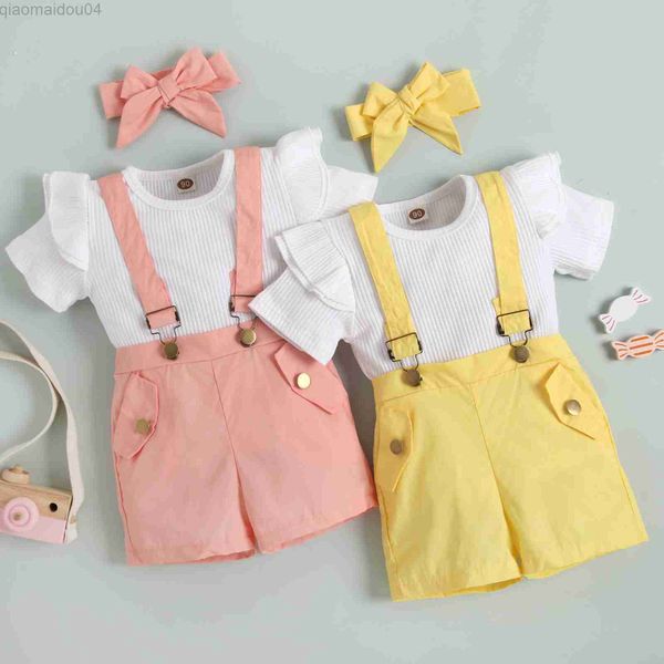 clothing sets girls summer clothes sets outfit 3pcs solid color ruffle short sleeve t-shirt suspender shorts headband kid clothing sets aa23, White
clothing sets girls summer clothes sets outfit 3pcs solid color ruffle short sleeve t-shirt suspender shorts headband kid clothing sets aa23, White
