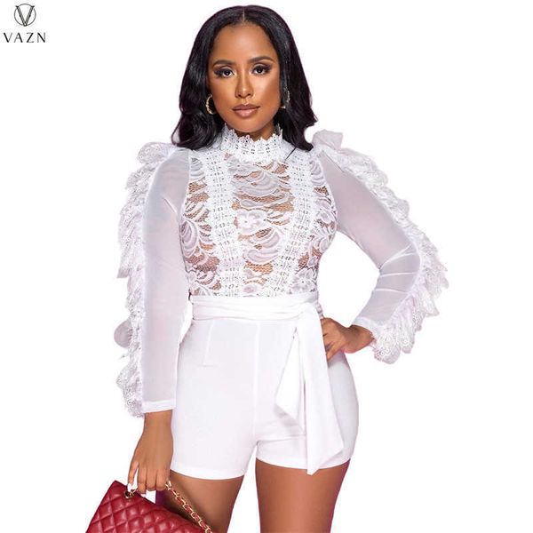 women's jumpsuits rompers vazn 2022 fashion women new street girl style jumpsuits long sleeve round neck pure color lace lady jumpsuits, Black;white 
women's jumpsuits rompers vazn 2022 fashion women new street girl style jumpsuits long sleeve round neck pure color lace lady jumpsuits, Black;white